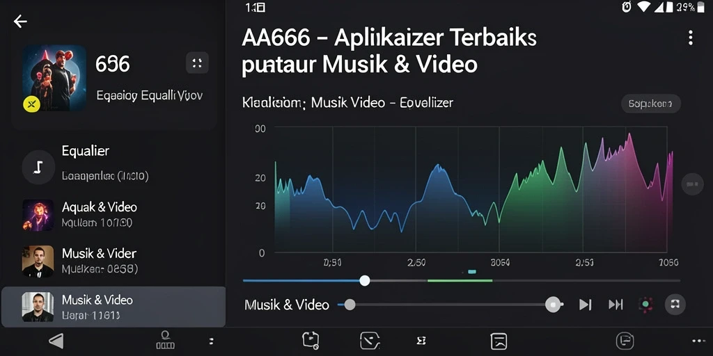 Tampilan antarmuka aplikasi AA666 dengan berbagai fitur Equalizer.