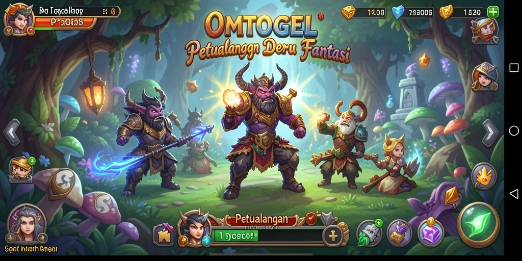 Tampilan antarmuka utama OMTOGEL dalam suasana Petualangan yang menarik.