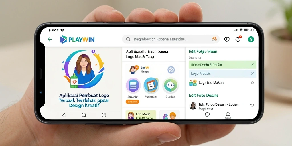 Screenshot antarmuka PLAYWIN dengan desain logo yang mudah dibuat.