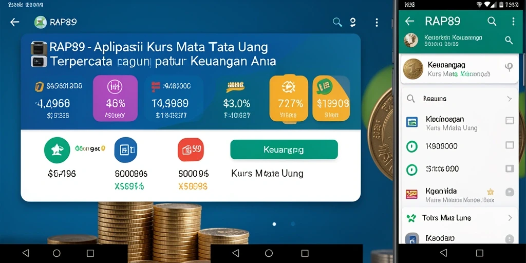 Screenshot antarmuka aplikasi RAP89 menampilkan fungsi kurs mata uang.