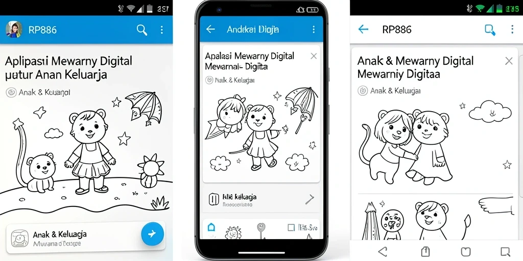 Tampilan antarmuka aplikasi RP886 saat mewarnai digital.