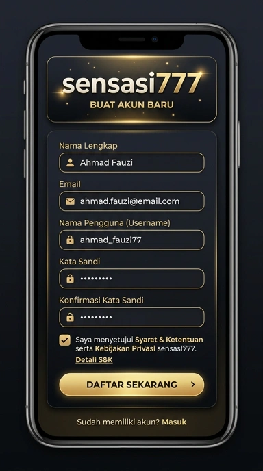 Cara mudah buat akun baru sensasi777 untuk pengguna Android